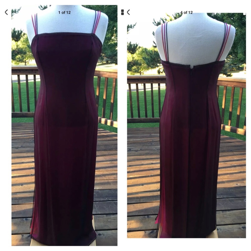 Gorgeous Tahari Burgundy Red Silk Maxi Dress 8